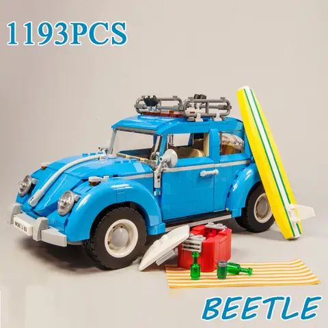 1193PCS 기술 Bule 딱정벌레 빌딩 블록 10252 하이테크 Sportcars 모델 조립 차량 벽돌 장난감 어린이 성인 선물 용품