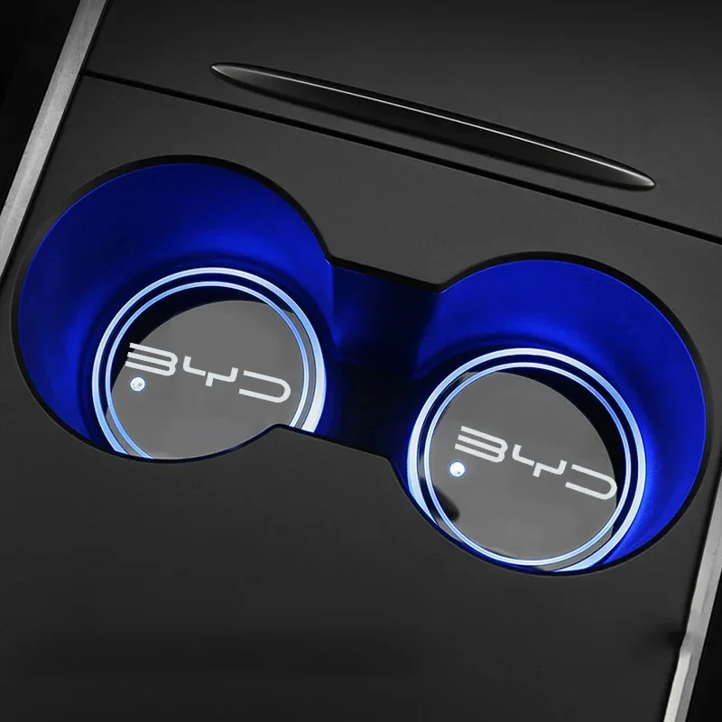 

Car Cup Holder LED Light Car Cup Pad Colorful Light Coaster For BYD f0 f3 T3 E5 E6 S6 S7 Tang atto 3 EV G3 G5 M6 F3r 2022 2023