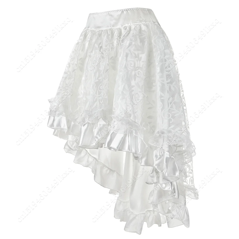 Steampunk Skirt Women White Goth Skirt High Low Bustle Skirt Tutu Burlesque Costume