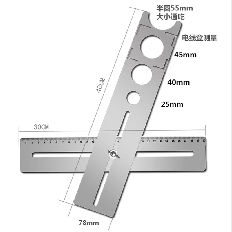 Линейка-локатор для отверстий в керамической плитке из нержавеющей стали, регулируемая ручная линейка для украшения дома, многофункциональная линейка