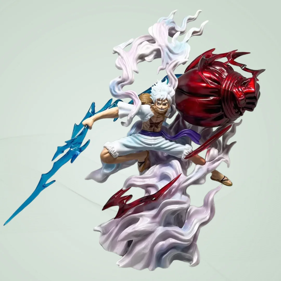 

28cm One Piece Gear 5 Nika Luffy Onigashima GK Figure Lightning Effect Anime Model Statue Collectible Display Toy