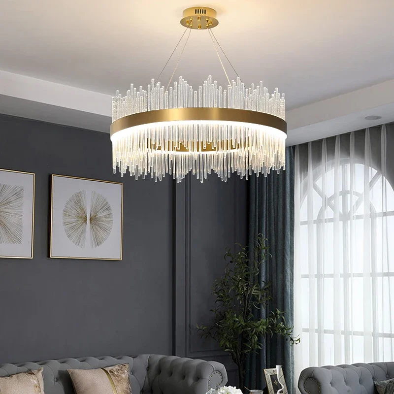 lustre de cristal com anel de metal luz luxuosa pos moderno simples criativo sala quarto restaurante personalidade 01