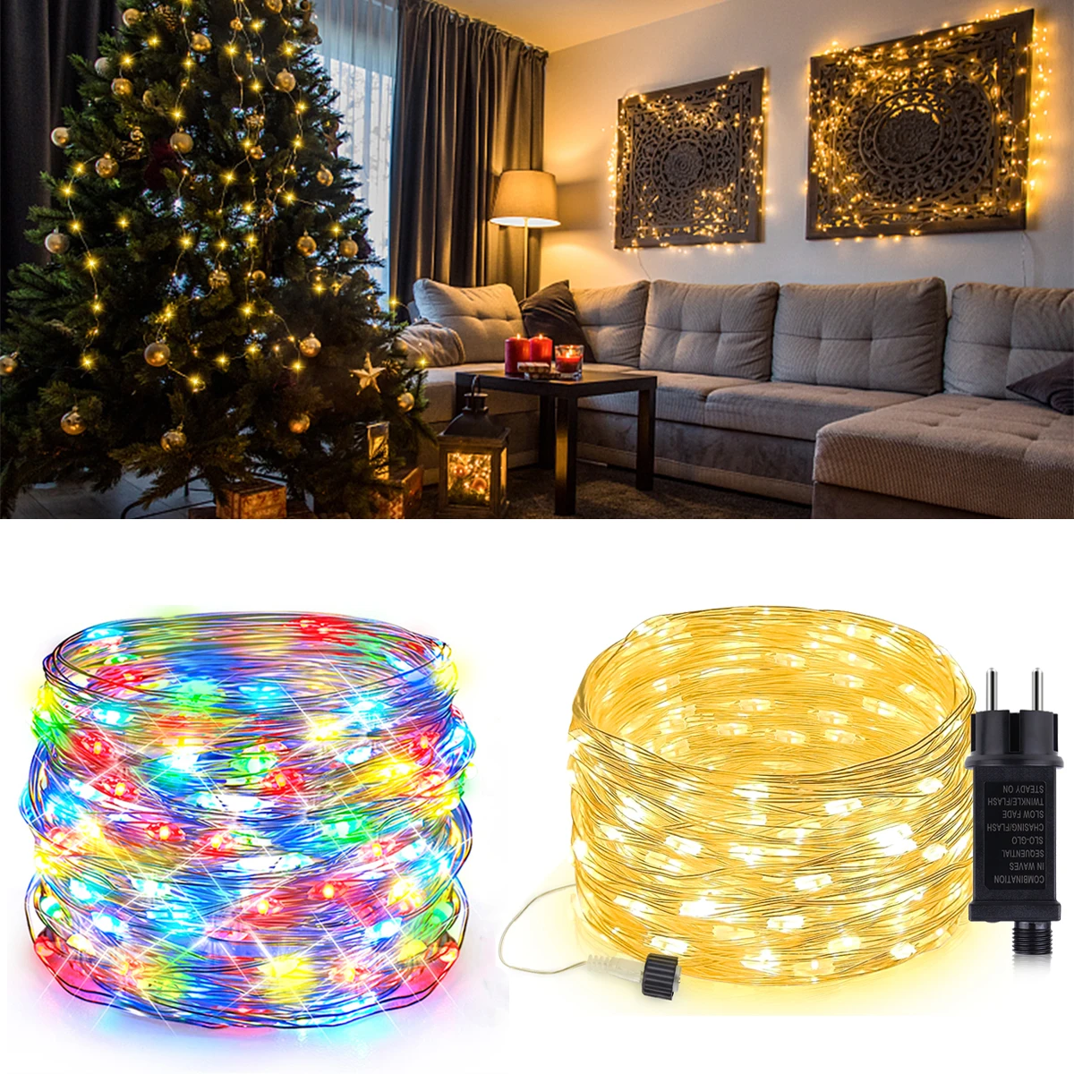

220V 110V LED String Lights Copper Wire Garland Light Wateproof Festoon Wedding Party Curtain Wall Decor Lighing Fairy Lamp Gift