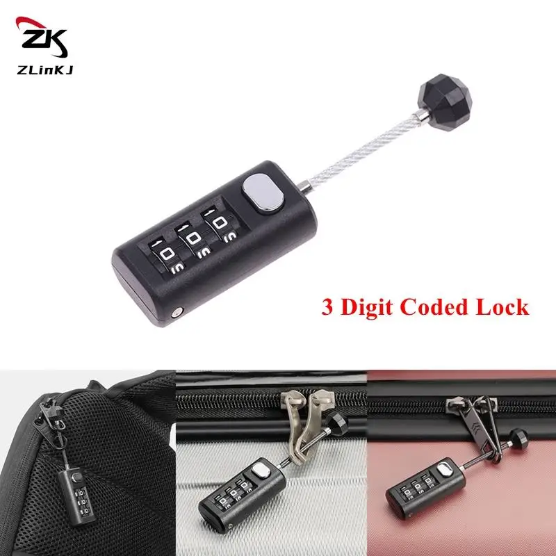 3 Digit Password Lock Resettable Combination Padlock Luggage Locks For Toolbox Travel Bag Cupboard Backpack Black Small Locks