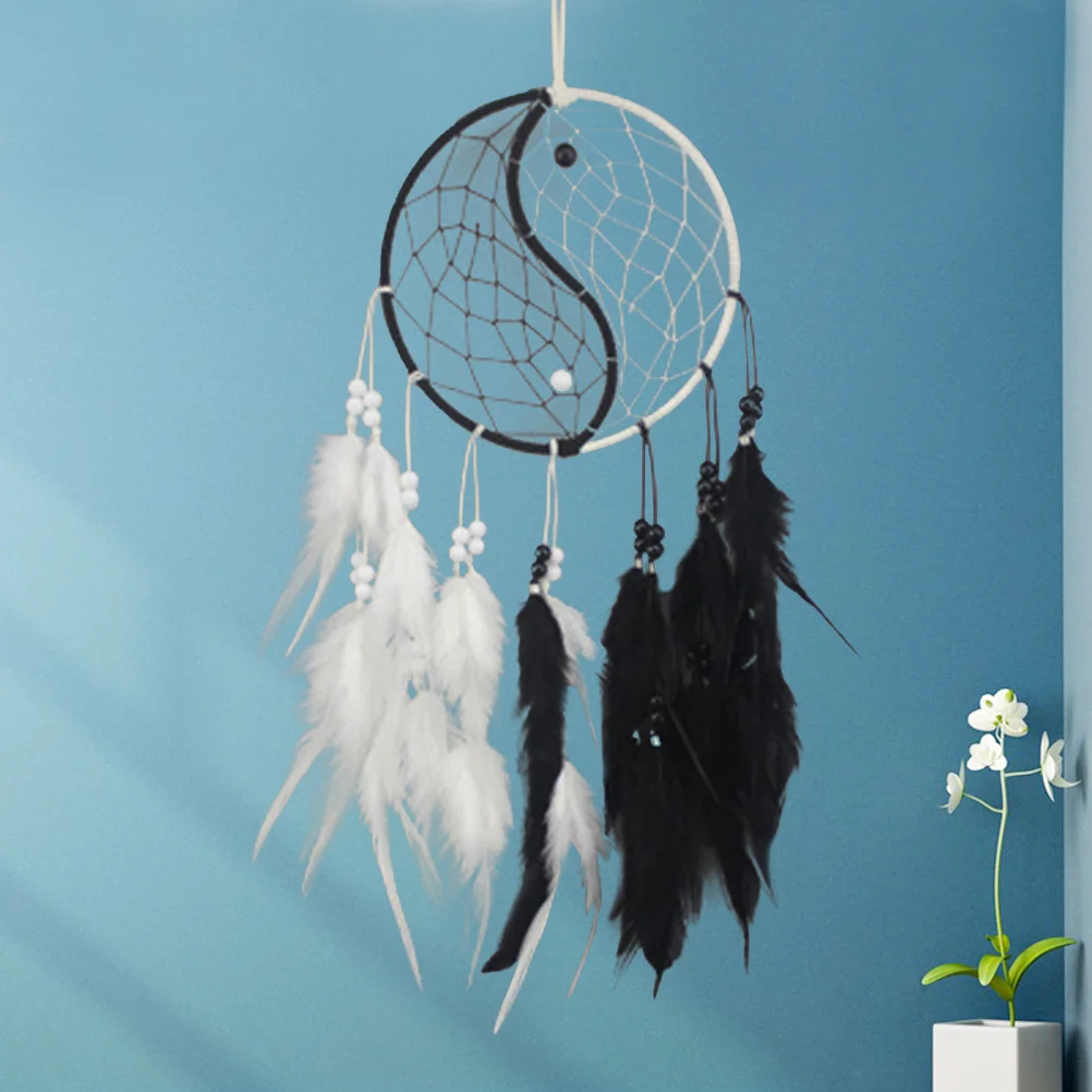 

Dream Catcher Yin Yang Handmade Circular Wall Hanging Car Home Decoration Bohemian Dreamcatcher Gift Ornament
