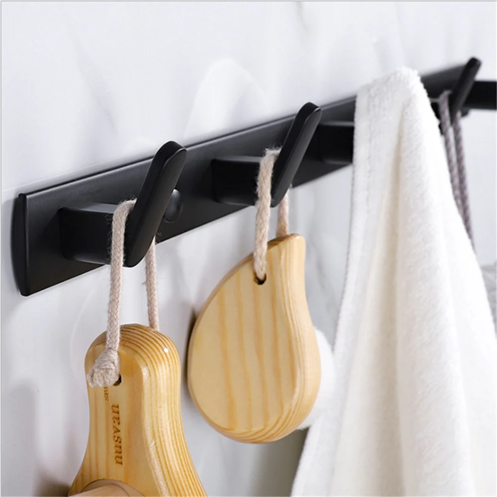 Bathroom Hanger Hook Black Wall Hook Coat Rack Towel Clothes Hat Hanger for Corner Door Rack Hallway Balcony Kitchen Bedroom