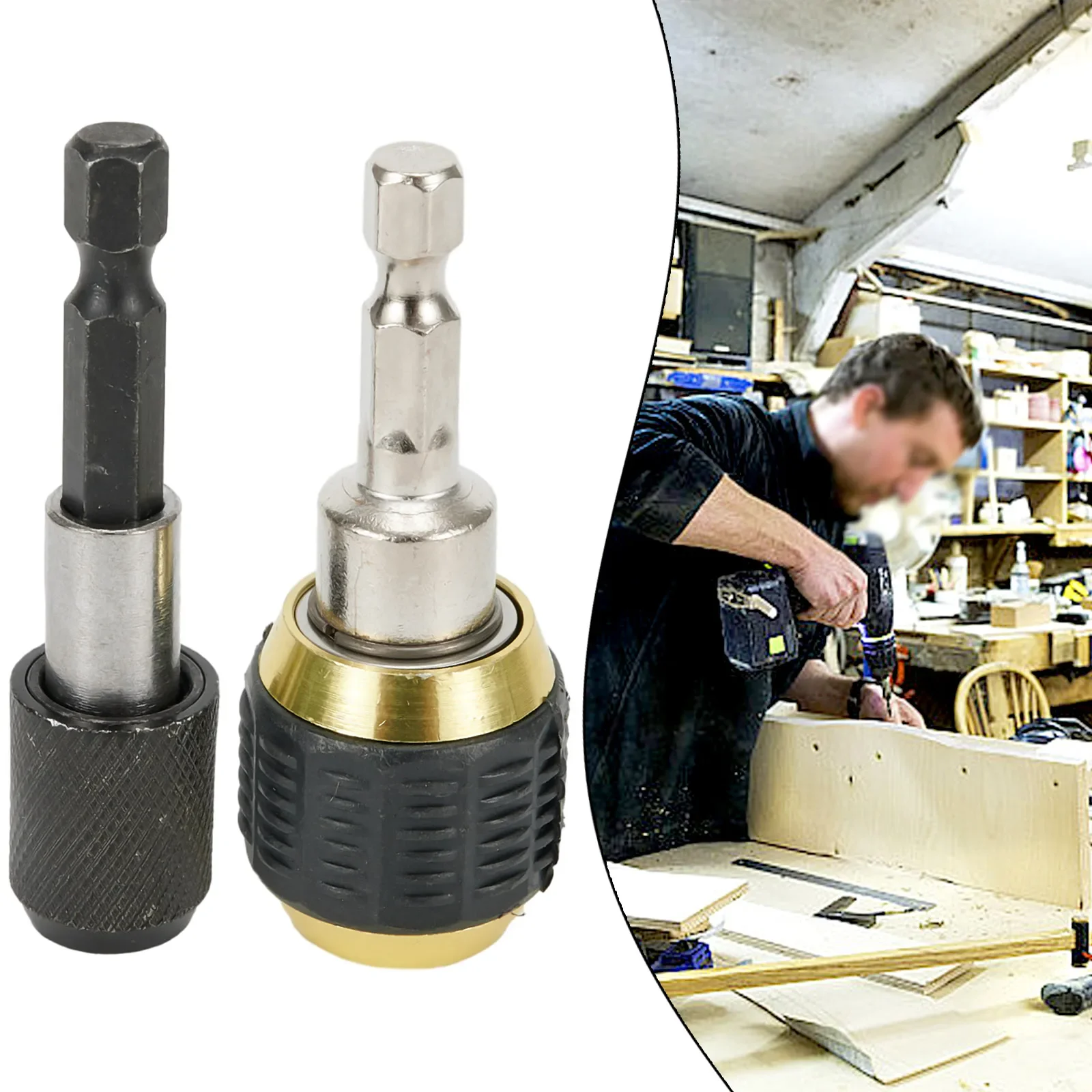 

Drill Chuck Driver Versatile 2pcs Hex Shank Quick Change Adapter for Various Applications Including Woodworking