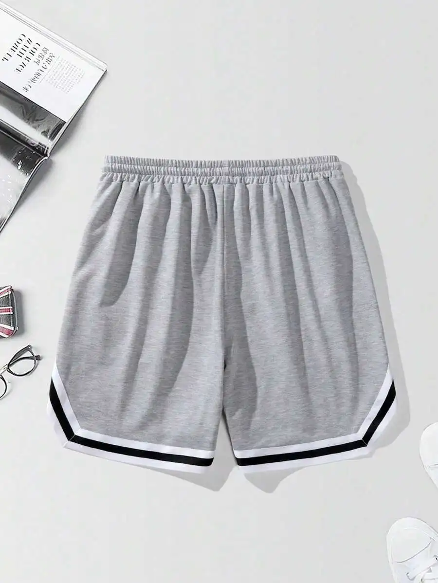 

Loose Mens Casual Shorts With Striped Trim And Drawstring Waist
