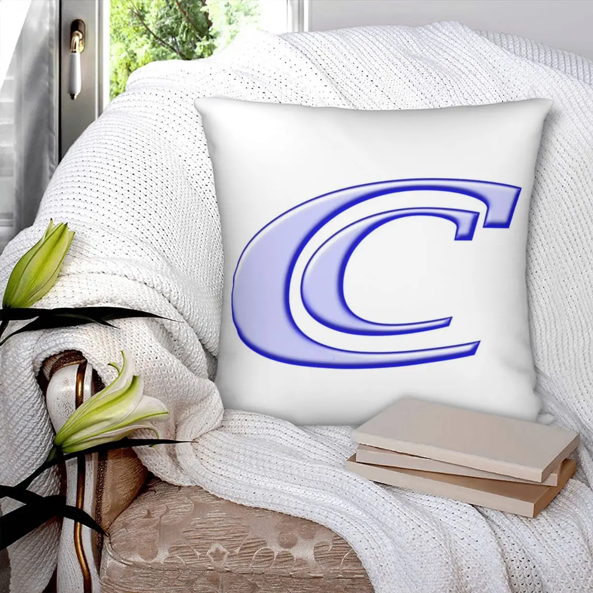 INITIALS CC Square Pillowcase Polyester Pillow Cover Velvet Cushion Zip Decorative Comfort Throw Pillow For Home Bedroom