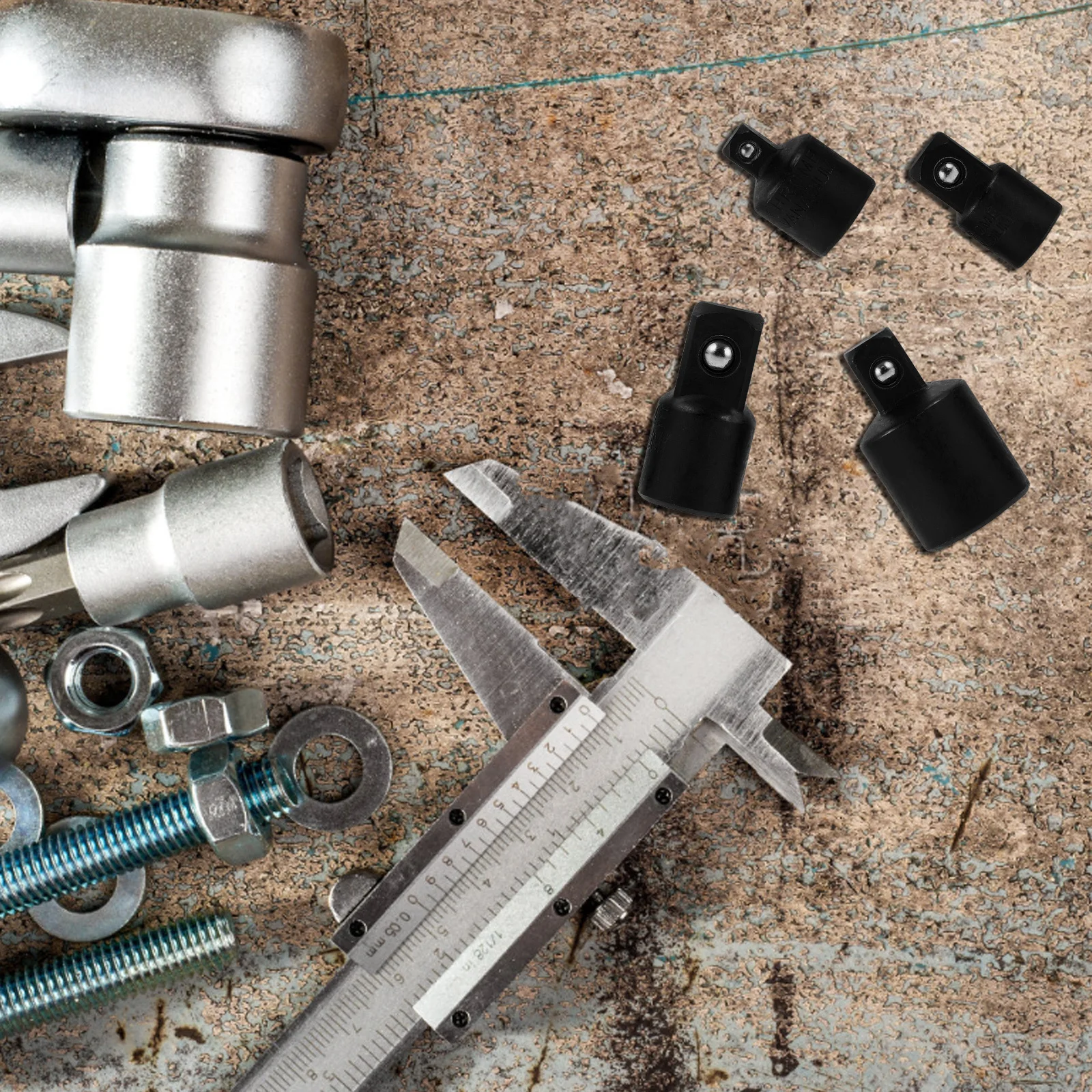 

4Pcs Impact Socket Set Swivel Sockets Drive Adapter Durable Stable Material Quick Easy Size Conversion 3/8 Impact Socket Set