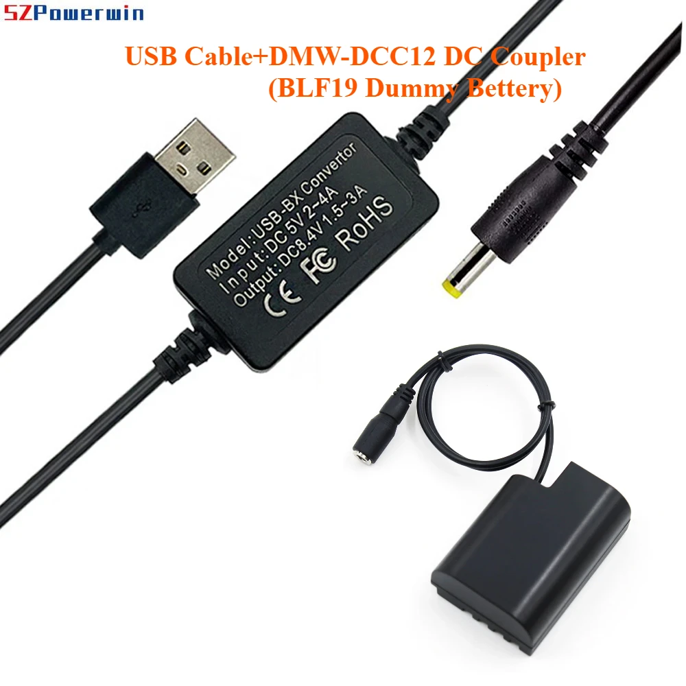 

DMW-DCC12 DC Coupler USB-C TYPE-C Power Adapter Replace Panasonic BLF19 Battery for Lumix DMC-GH3 DMC-GH3K DMC-GH4K Camera