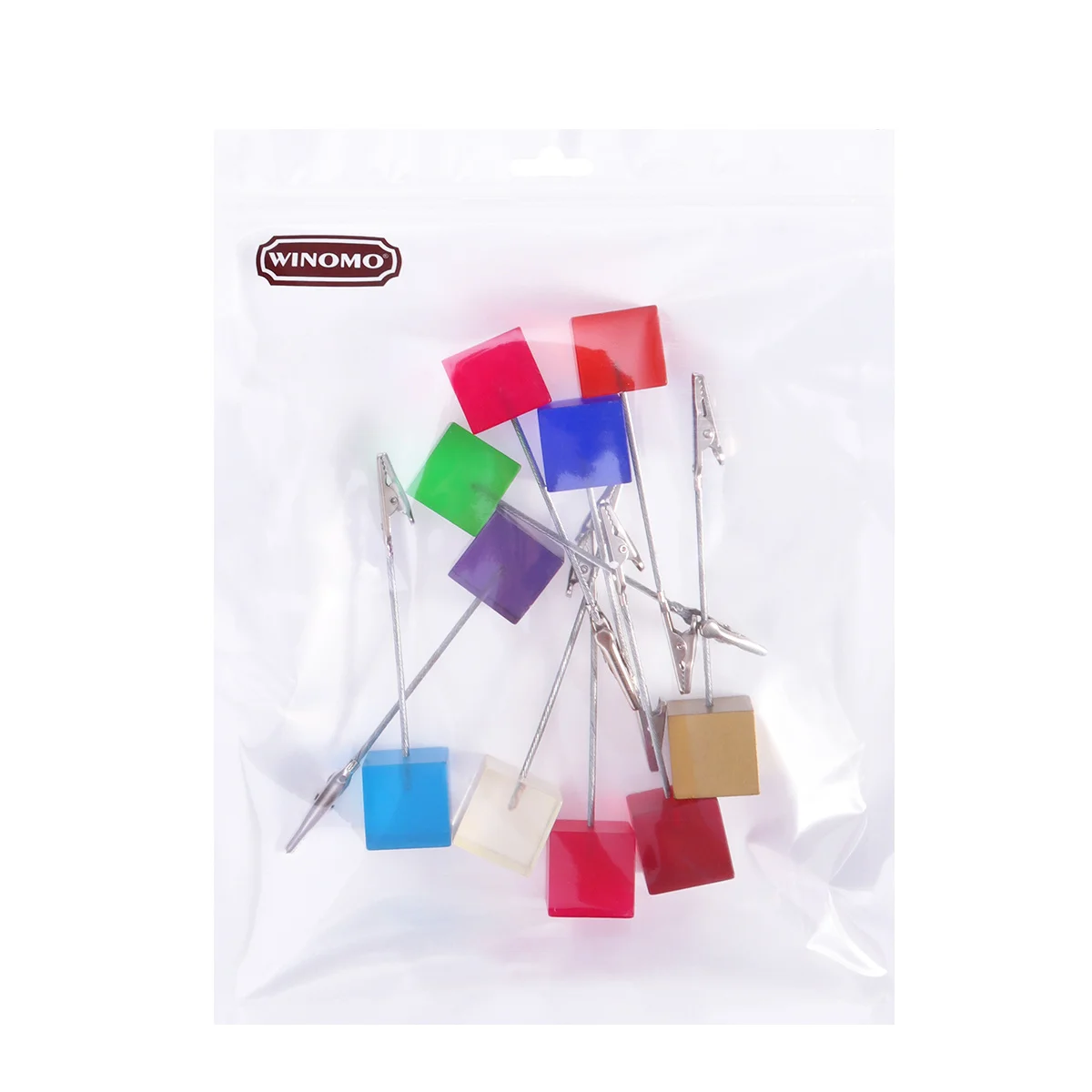 

10pcs Resin Card Holder Cube Wire Base Memo Clip Photo Paper Note Stand For Office Home Desktop Organizer Small Space Storage