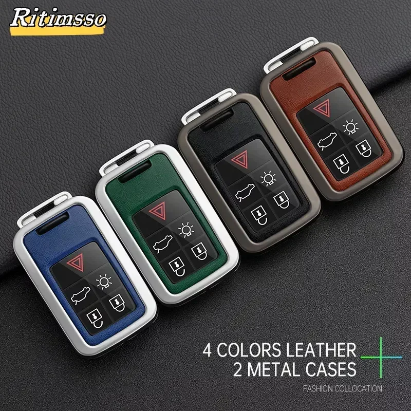 Zinc Alloy + TPU 5/6 buttons Car Remote Key Holder Shell Case Full Cover For Volvo XC60 V60 S60 S80 XC70 V40