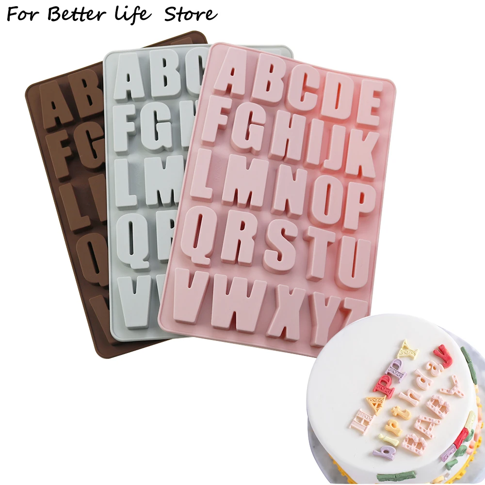 1Pcs Silica Gel 26 Capital Letters Cake Mold 26 Hole Letters Chocolate Mold DIY Large Letters Rectangle