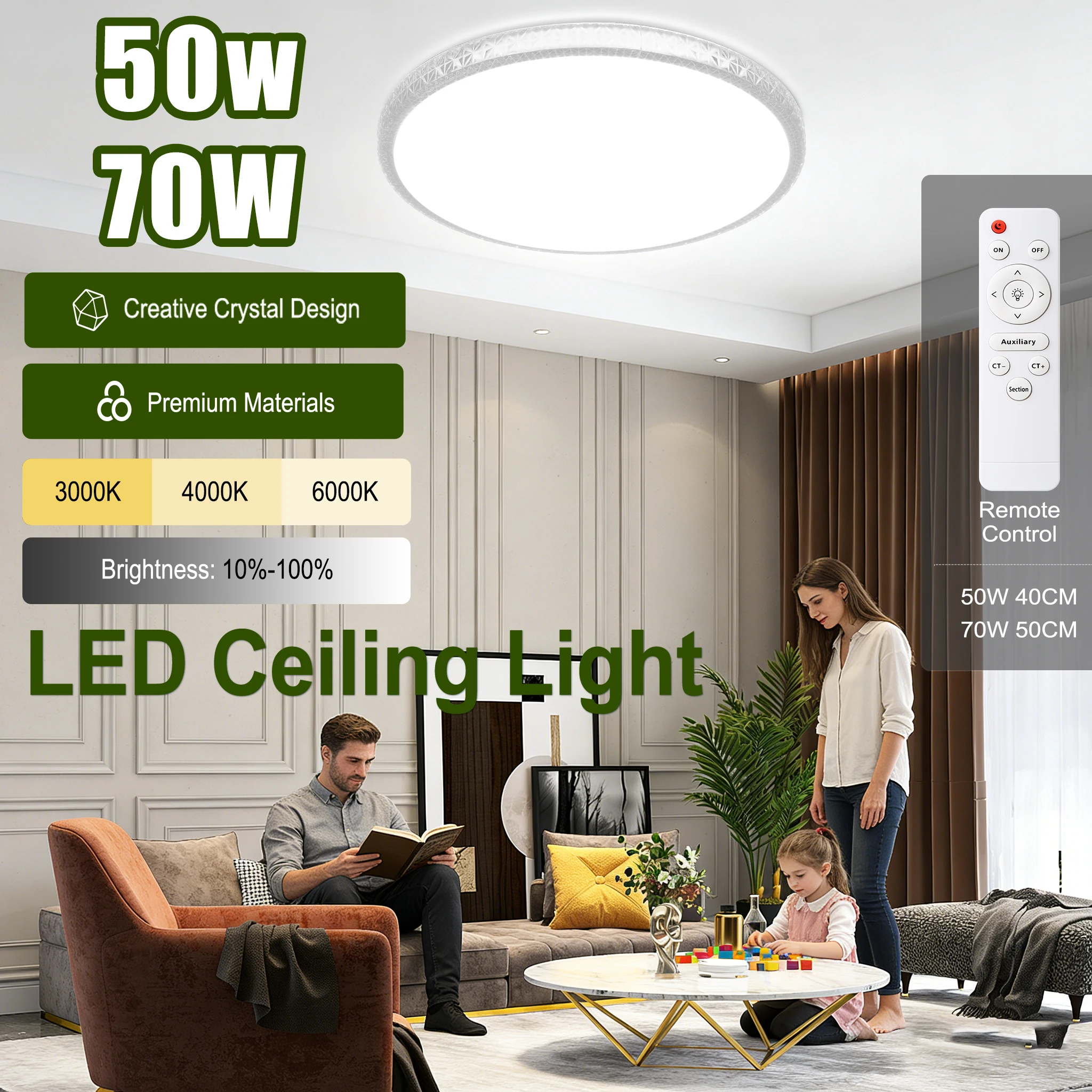 50W 70W Led Ceiling Lamp Ultra Thin Panel Led Light for Living Room Bedroom Kitchen Waterproof Lighting Round Ceiling Lights