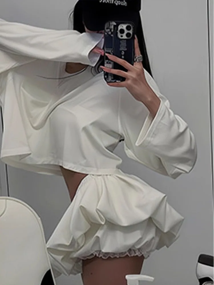 2025 Harajuku Fashion Design Casual Suits Women Casual Y2k Tops +  A-line Mini Shorts Skirt Low Waist Spicy Girls Streetwear Set