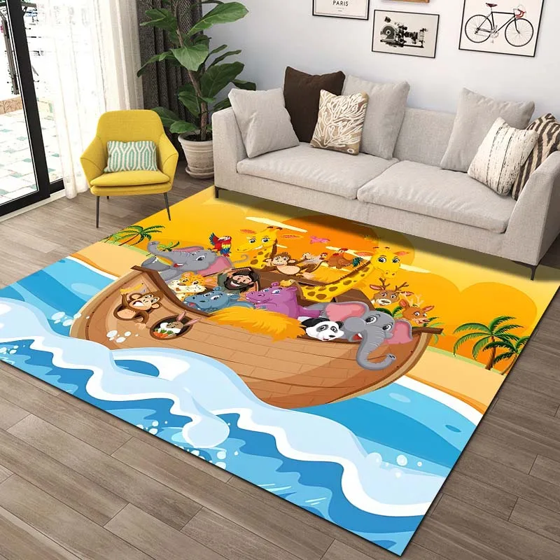 15 Size Cartoon Noah's Ark Pattern Carpet for Home Living Room Bedroom Sofa Doormat Decor,kids Play Area Rug Non-slip Floor Mat