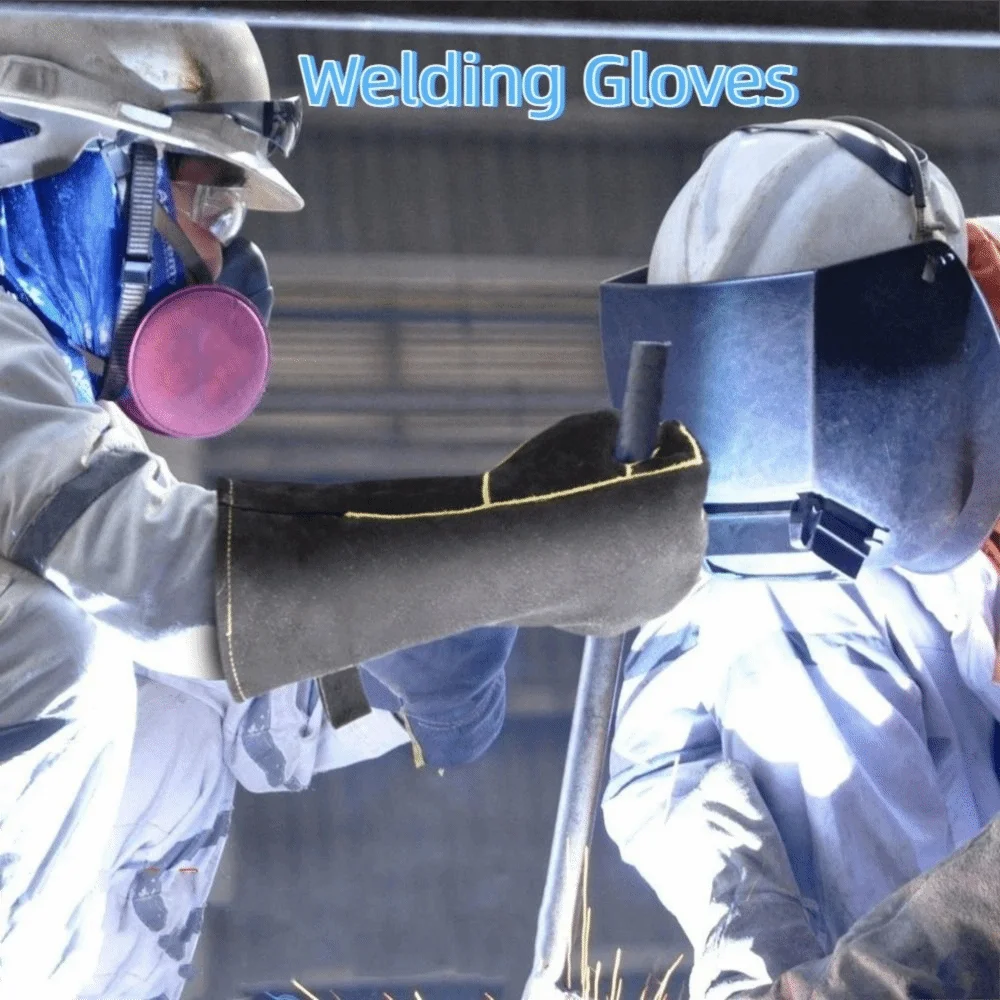 

Leather Heat Resistant Gloves High Temperature Resistance 14/16 Inch Welding Gloves Heat Insulation Oven Gloves Welding Work