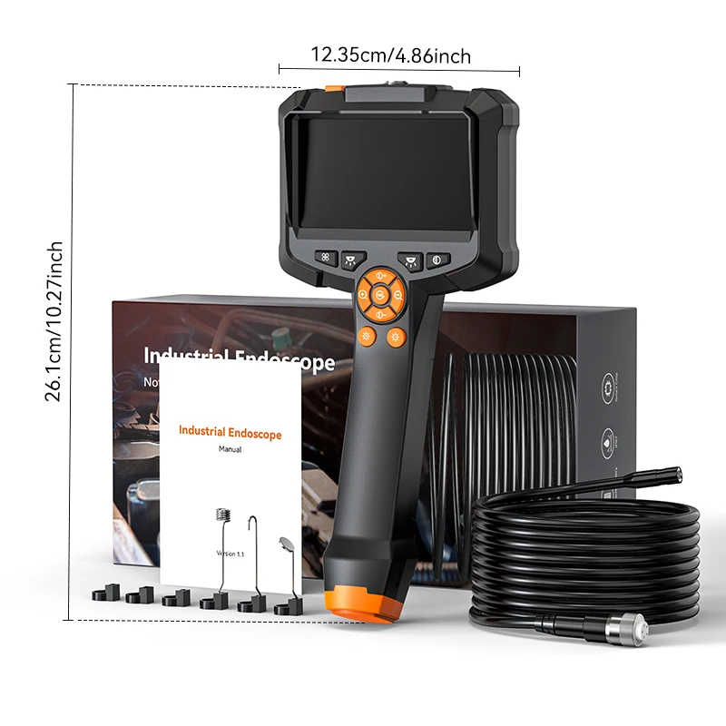 Industriële Endoscoop Camera 4.3 ''IPS Scherm HD1080P 8 MM Lens Pijp Inspectie Camera voor Auto Reparatie Stijve Kabel Riool Borescope