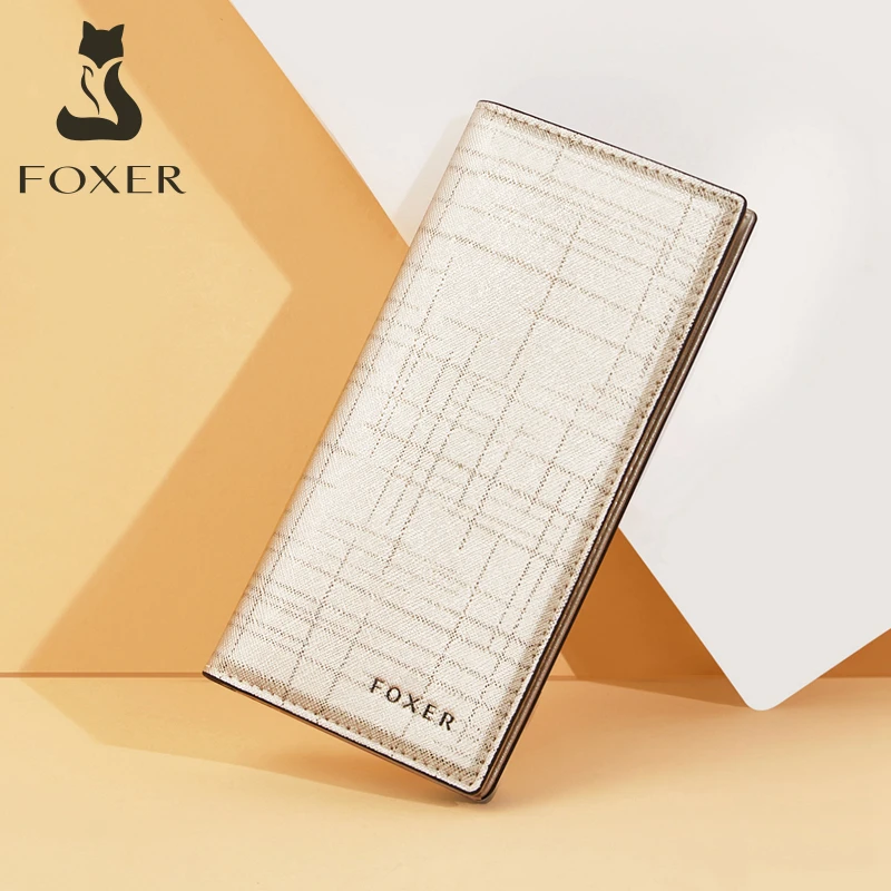 FOXER Women Leather Wallet Long Purse Card Holder for Lady New Year Gift for Girlfriend Mom Lover