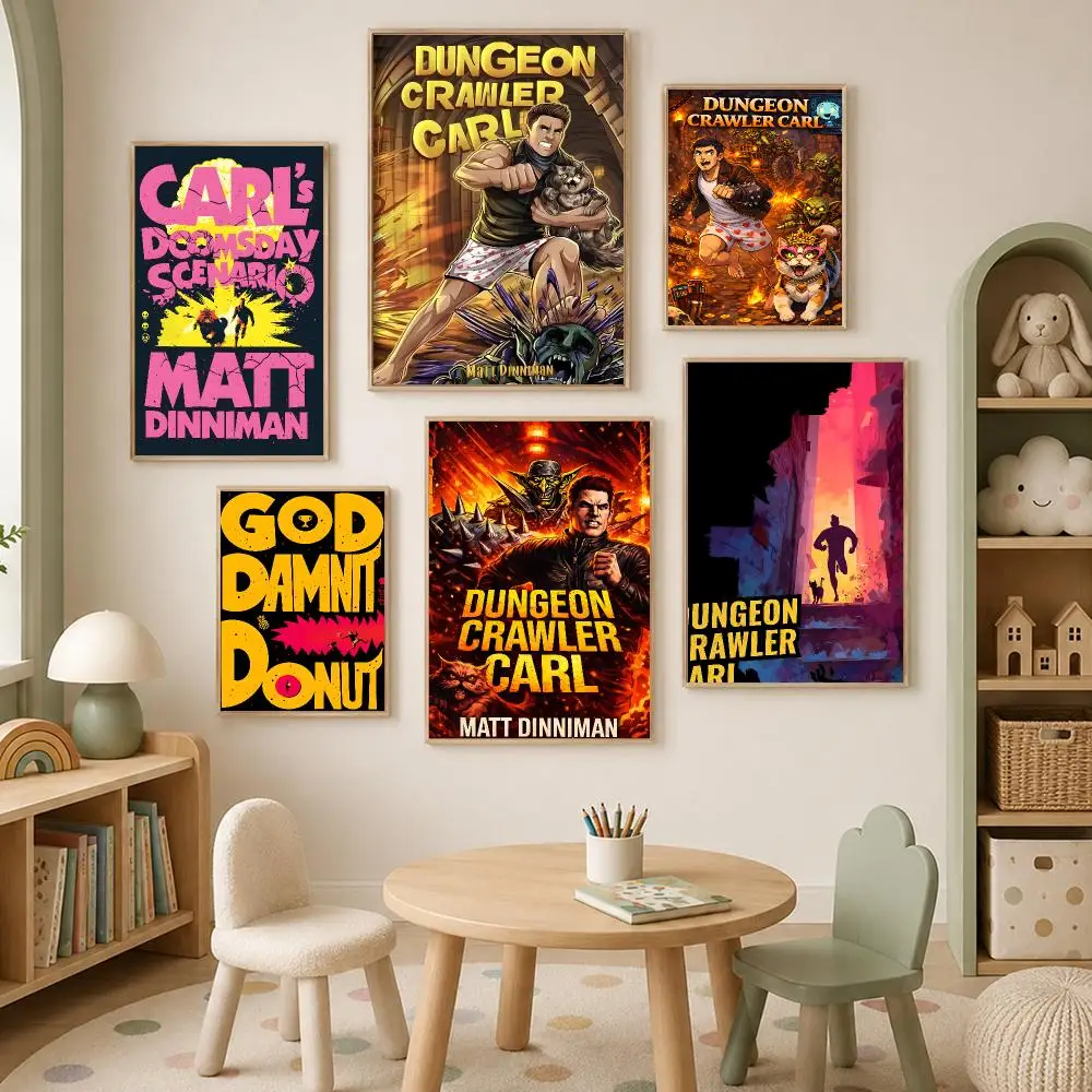 Novel D-Dungeon Crawler Carl Poster Self-Stick HD PP Paper Wall Art Poster, Waterproof Decor for Bedroom, Living Room and Home
