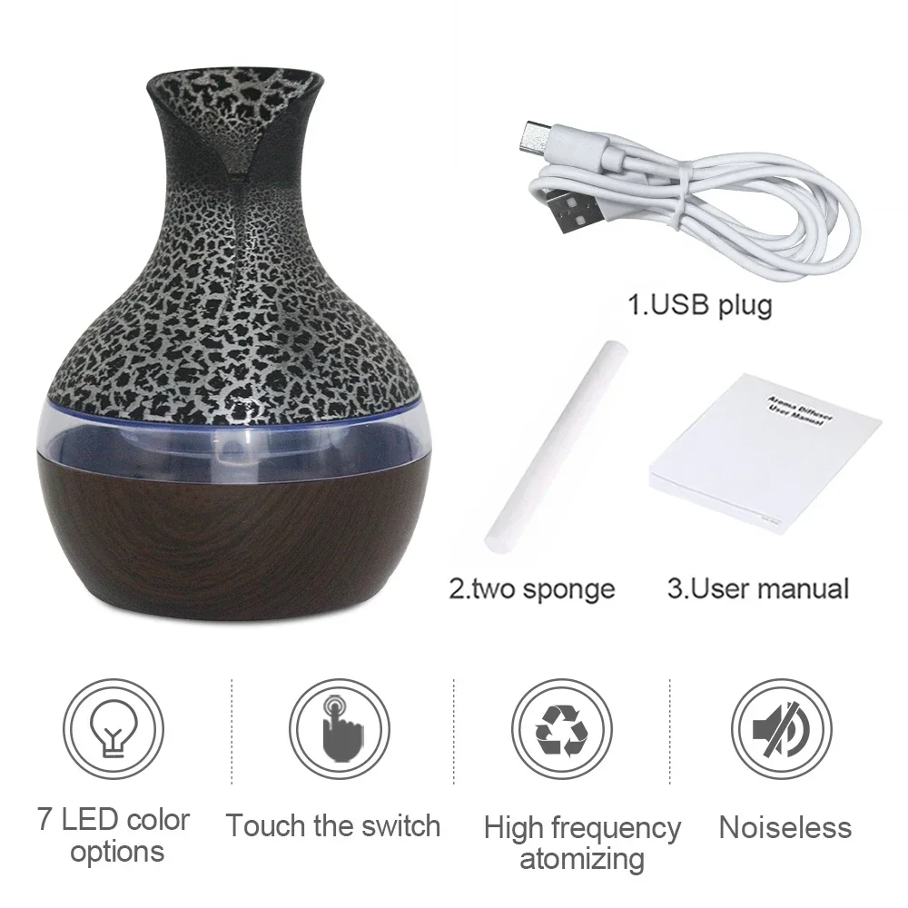 300ml Cool Mist Aroma Diffuser Humidifier with Remote Control, 7 Color Changing Night Light, Whisper Quiet Operation & Auto Shut Off, Ultrasonic Air Humidifier for Bedroom, Home Decor, Sleep Aid