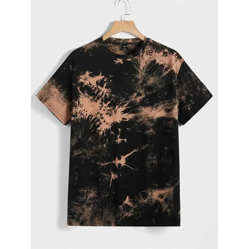 Men\'s Fashion Tie-Dye 3D Print Tshirt Short Sleeve Tops Summer Street Personality Harajuku Tees Oversized Kids O Neck T Shirt