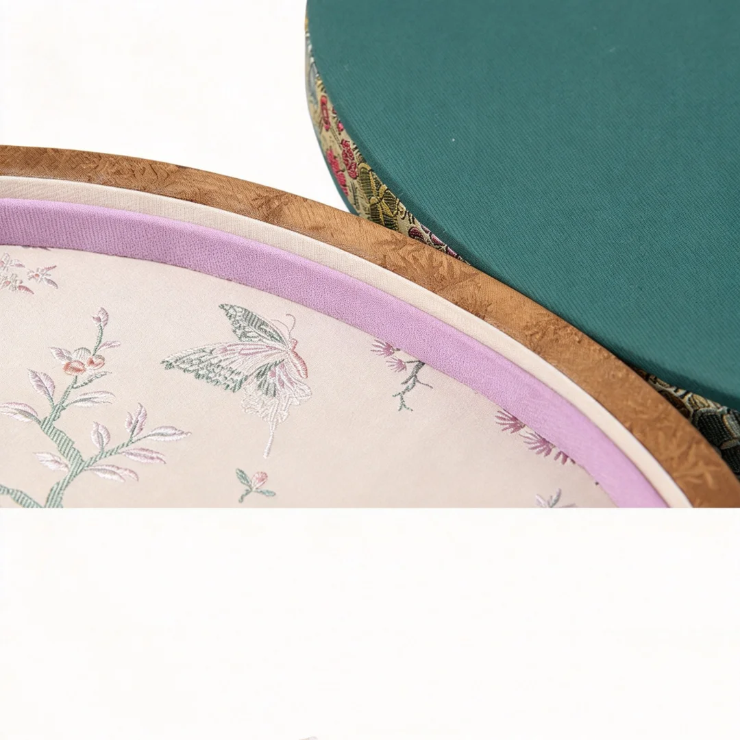 Vintage Embroidered Jewelry Display Tray, Wooden Viewing Plate with Brocade Fabric, Engagement Wedding Gift for Bride