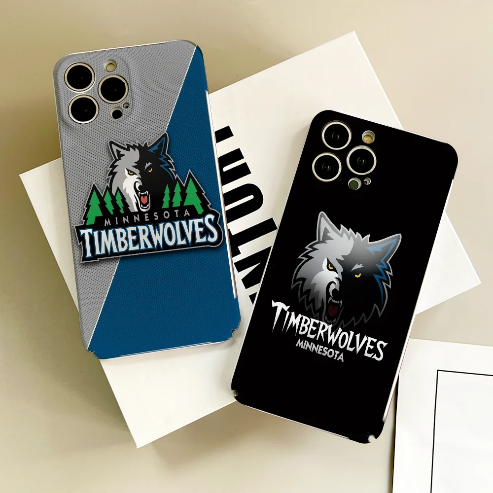 M-Minnesota T-Timberwolves phone case FUNDA For IPhone 16 15 14 13 12 11 Plus Pro Max Mini Precise Hole Matching Film Covers