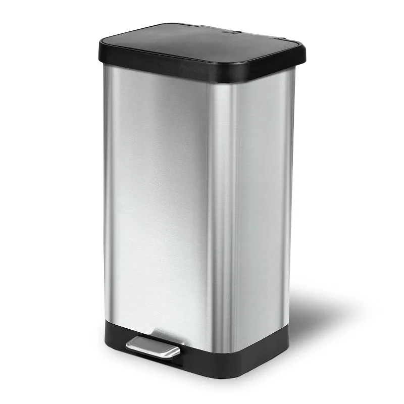 Stainless Steel Step Trash Can with Clorox Odor Protection | Large Metal Kitchen Garbage Bin with Soft Close Lid