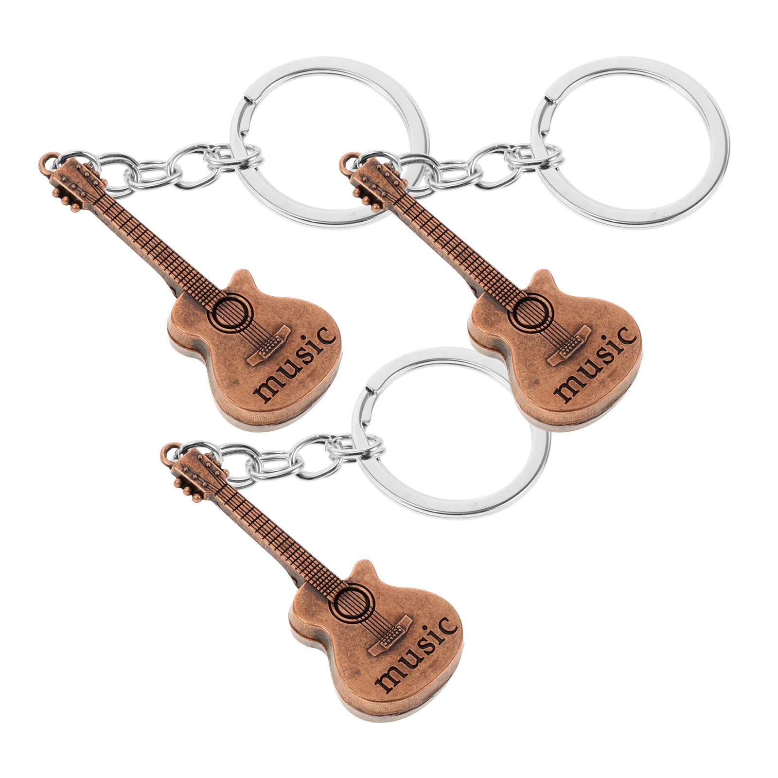 

3pcs Music Key Guitar Hanging Decoration Chain Dark Brown Zinc Alloy Handbag Accessory Durable Lightweight Camping Hiking