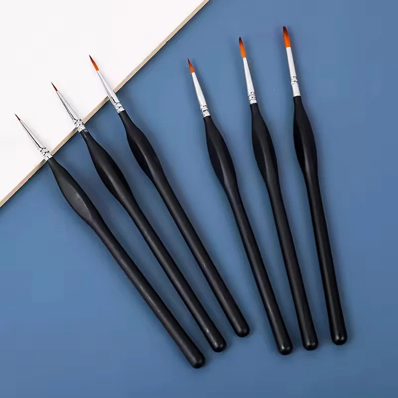 

6 Pieces Fine Tip Paint Brush Triangular Grip Handles Mini Paint Brush Set For Craft Models Line Drawing Fine Tip Brush Tools