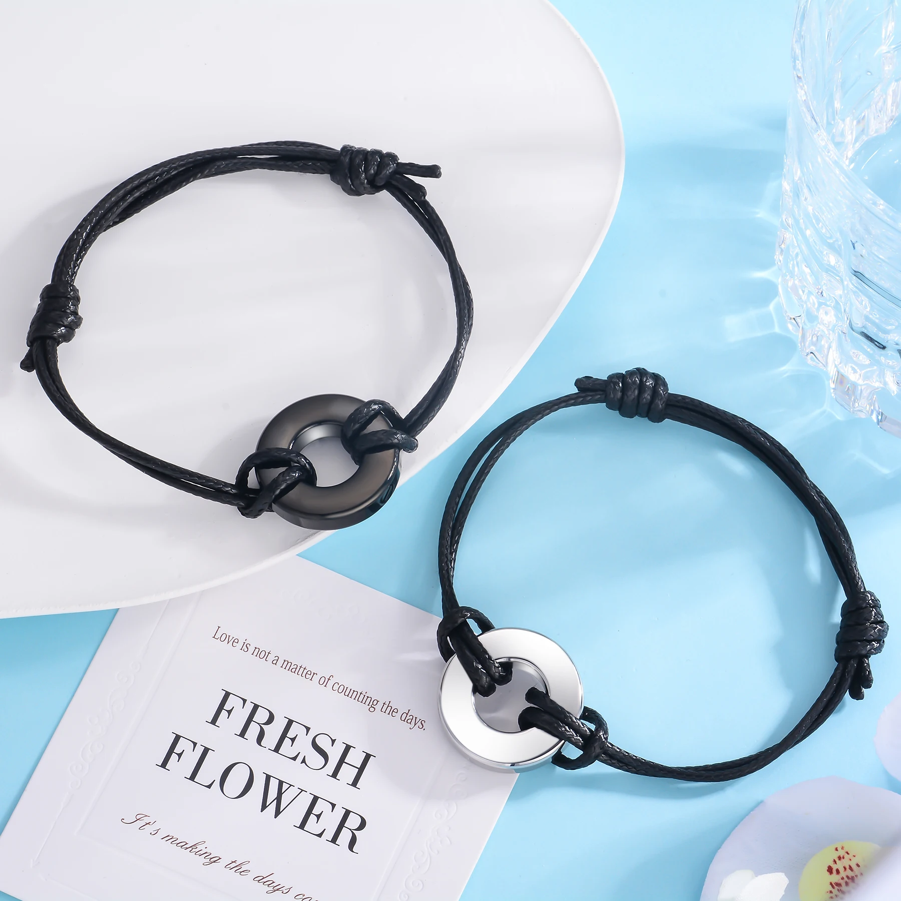 Cremation Urns Bracelet for Ashes Memorial Bracelets Circle of Life Eternity Jewelry for Men Women Adjustable Length 17cm-25cm