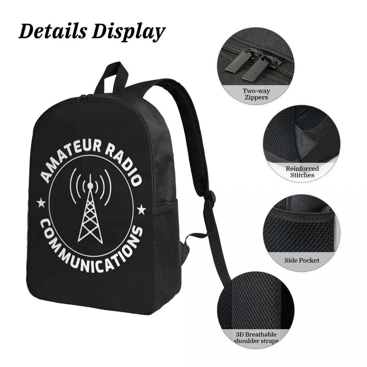 Amateur Ham Radio Operator Gift Backpack Boys Girls BookBag School Bag Laptop Shoulder Bags 3ps Insulated Lunch Bag Pencil Case view 3