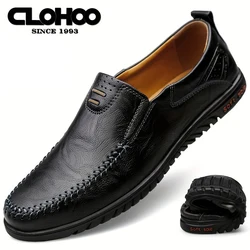 CLOHOO men's comfortable soft sole slip-on Loafers versatile casual men's shoes business formal leather shoes