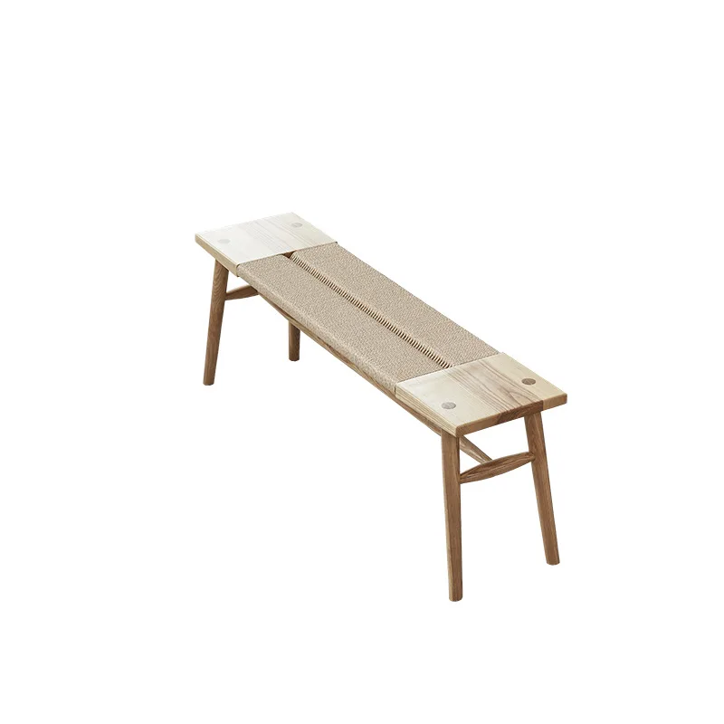 

Nordic solid wood rope shoe changing stool household bedroom modern simple bedside stool dining table bench combination