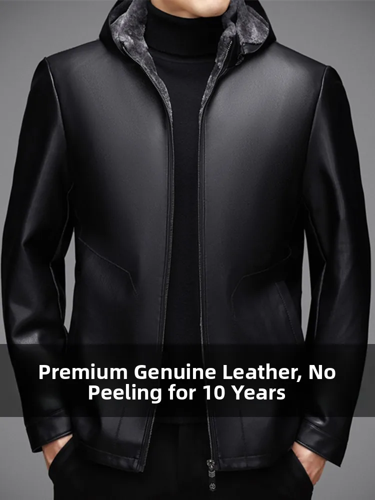 

Мужская кожаная куртка Haining: новая модель осенне-зимнего сезона, высококачественная, с капюшоном, из натуральной овчины, утепленная, в мужском стиле