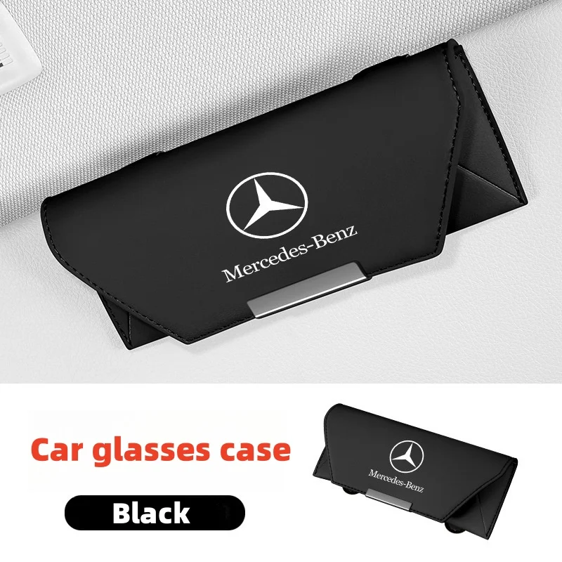 

For Mercedes-Benz Car Sun Shield Leather Glasses Storage Box For Mercedes Benz A W204 W205 C E S G Class GLC CLE CLA GLB GLS AMG