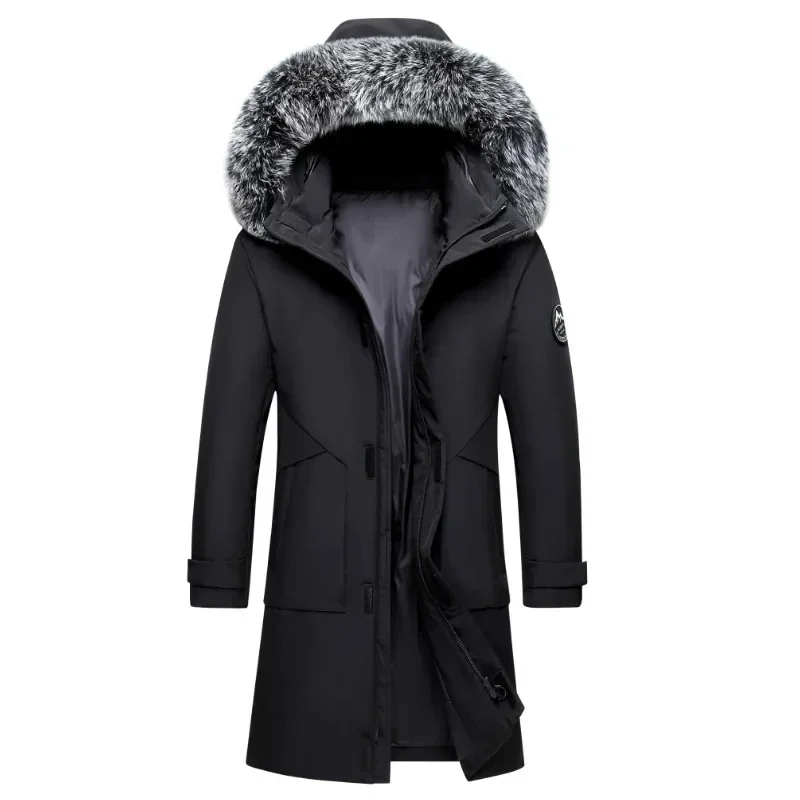 Chaqueta de plumón para hombre, abrigos largos a prueba de viento, chaqueta con capucha de plumón de pato blanco cálido, Parka para hombre, abrigo de invierno, chaqueta acolchada, ropa para hombre