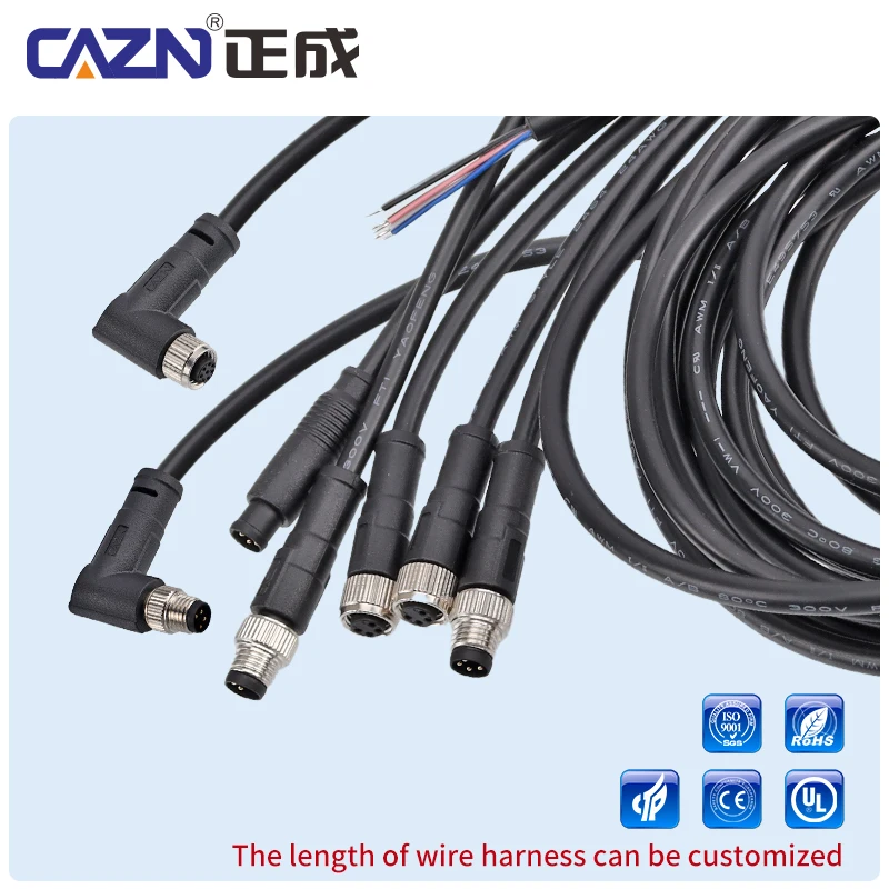 

Waterproof M8 Overmolded Plug Male And Female 3-pin, 4-pin, 5-pin, 6-Pin, Straight, Circular, Connectors With 1M Cable PVC PUR