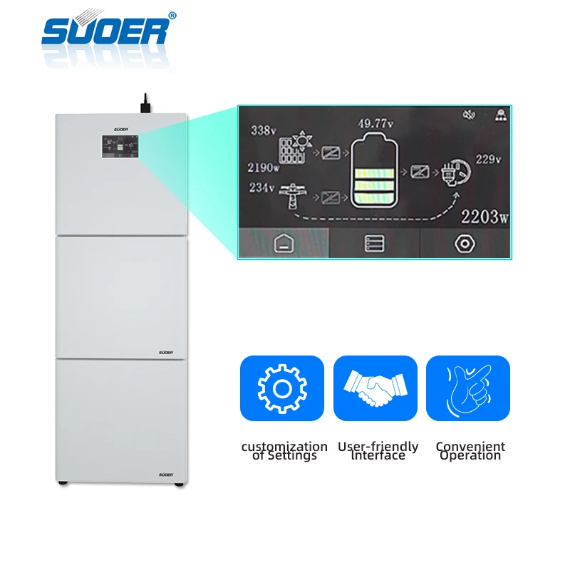 SUOER 15KW 10KW 5KW Household Home Solar Batteries System Energy Storage Battery Flywheel Energy Storage Systems