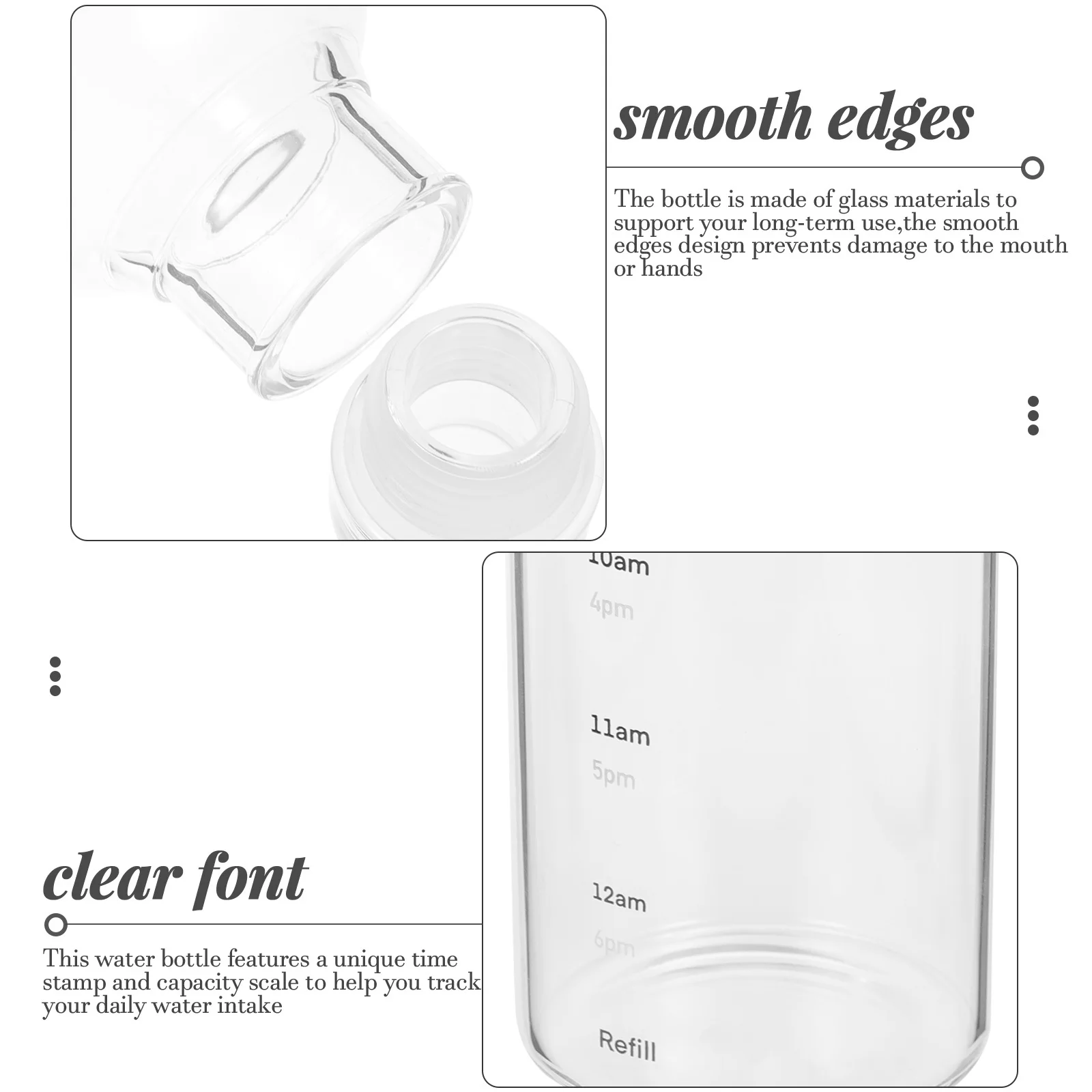 

Large Capacity Portable Glass Water Bottle Leakproof Clear Sealing Lid Suitable for Travel Gym Office with Time Scale