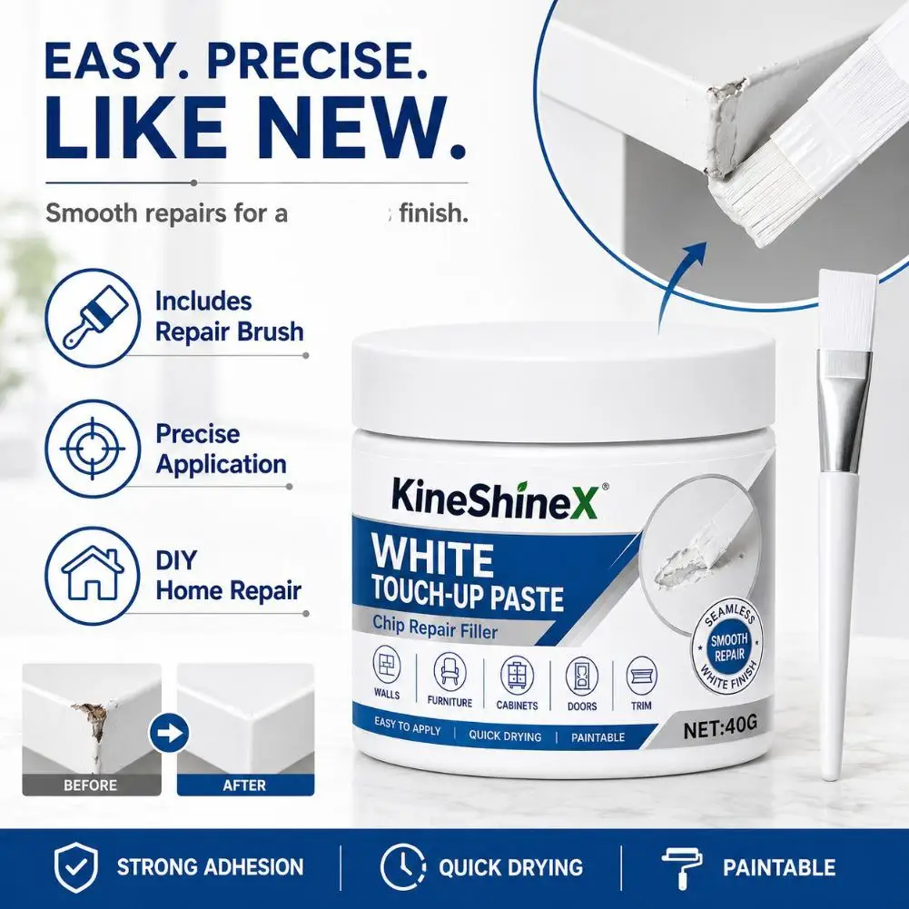 White Furniture Repair Paste for Wall Cabinet Door Skirting Scratch Repairing Homely Essential