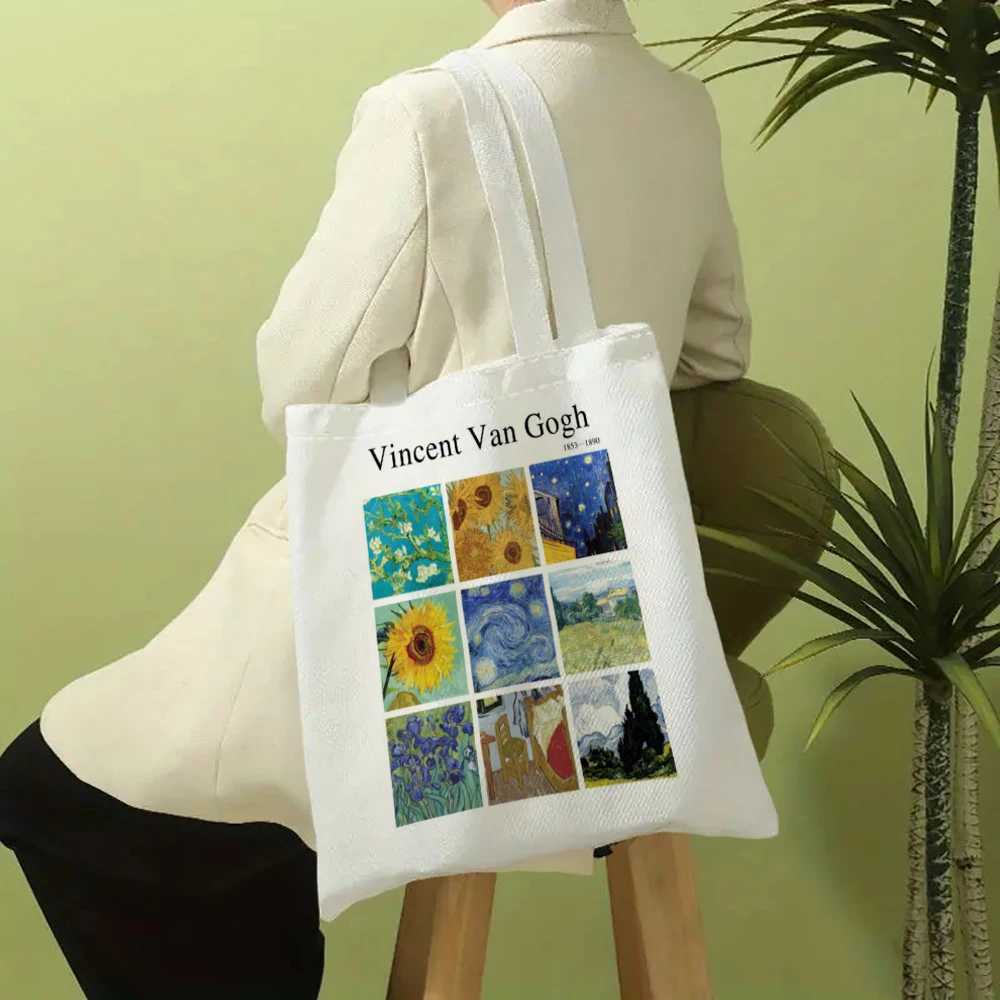 Vincent Van Gogh Capacious Tote Bag, Casual Portable Shoulder Bag ,Lightweight Shopping Bag, Big Reusable Linen Cloth Bag