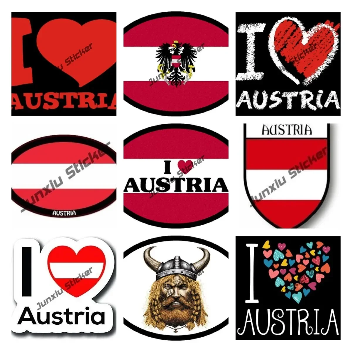 Austria Coat of Arms Shield Emblem Decal Love Viennese Villach Steyr Travel Stamp Weatherproof Stickers for Car SUV Laptop Book