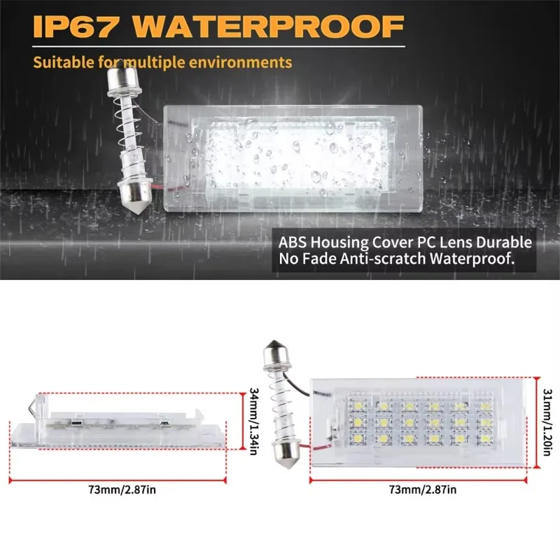 Xenon White OEM Fit 3W Full LED for BMW E83 X3 2004-2009 for BMW 2001-2006 E53 X5 License Plate Light Can Bus Error Free