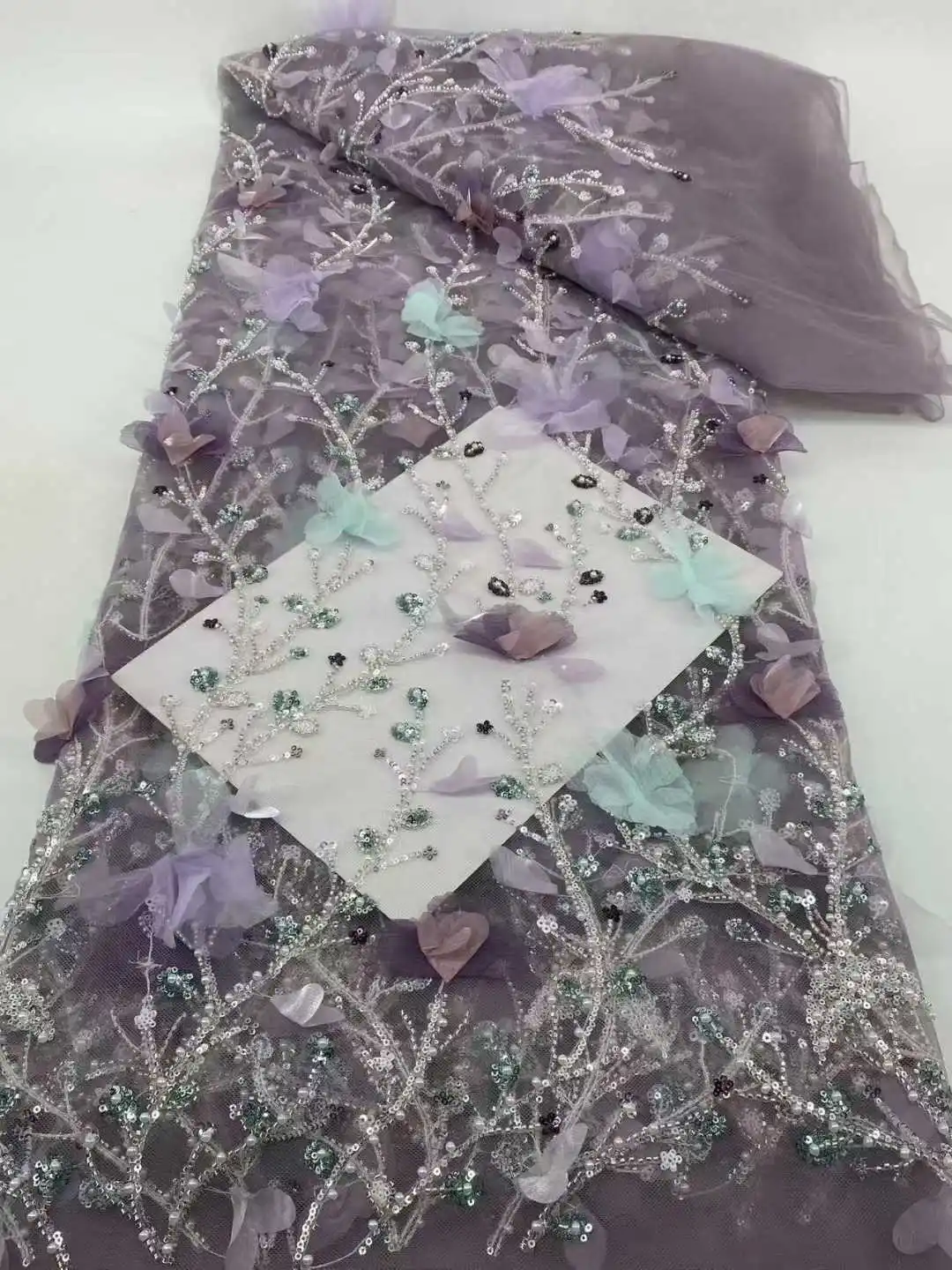 ใหม่ 3D Appliqueผ้าคุณภาพสูงลูกไม้แอฟริกันผ้า 2025 ภาษาฝรั่งเศสคําสุทธิลูกไม้ผ้าเย็บปักลูกไม้Tulleไนจีเรียชุด.