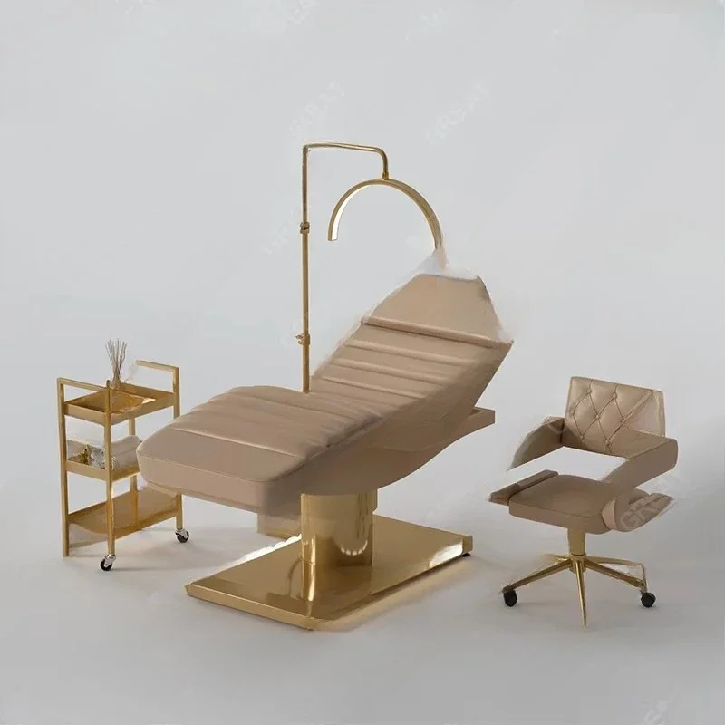 

Motor Electric Massage Bed Gold Base Adjustable Spa Bed with Light Emitting Diode