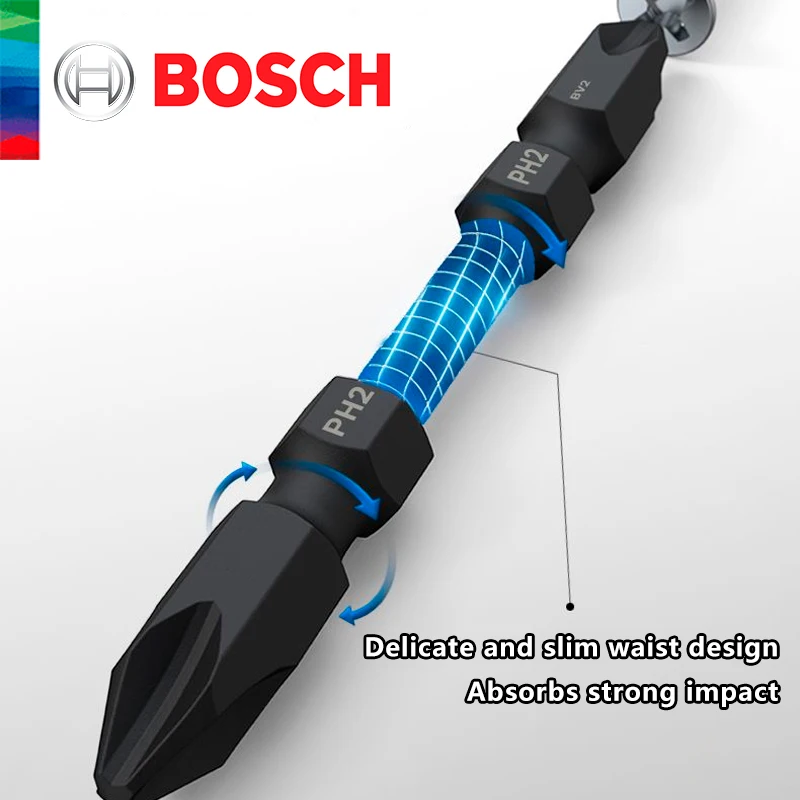Imagem -05 - Bosch-lote Magnético Forte Original Cruz de Cabeça Alta Dureza Chave de Fenda Elétrica Resistente ao Impacto 65 mm 110 mm 150 mm