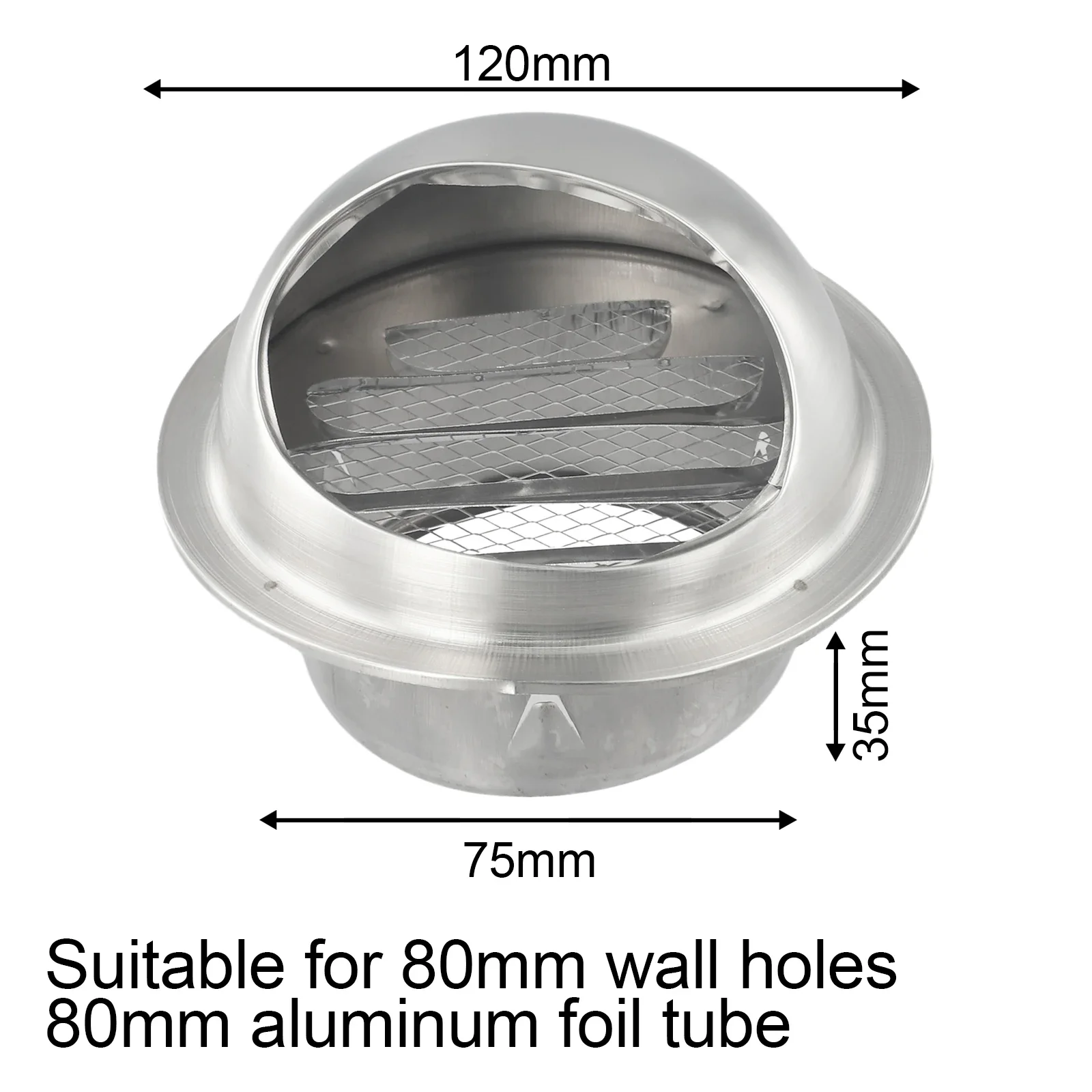 Brand New For Wall Air Outlet Grille Vent Cap Heating Cooling Stainless Steel Windproof 75-200mm Hemispherical